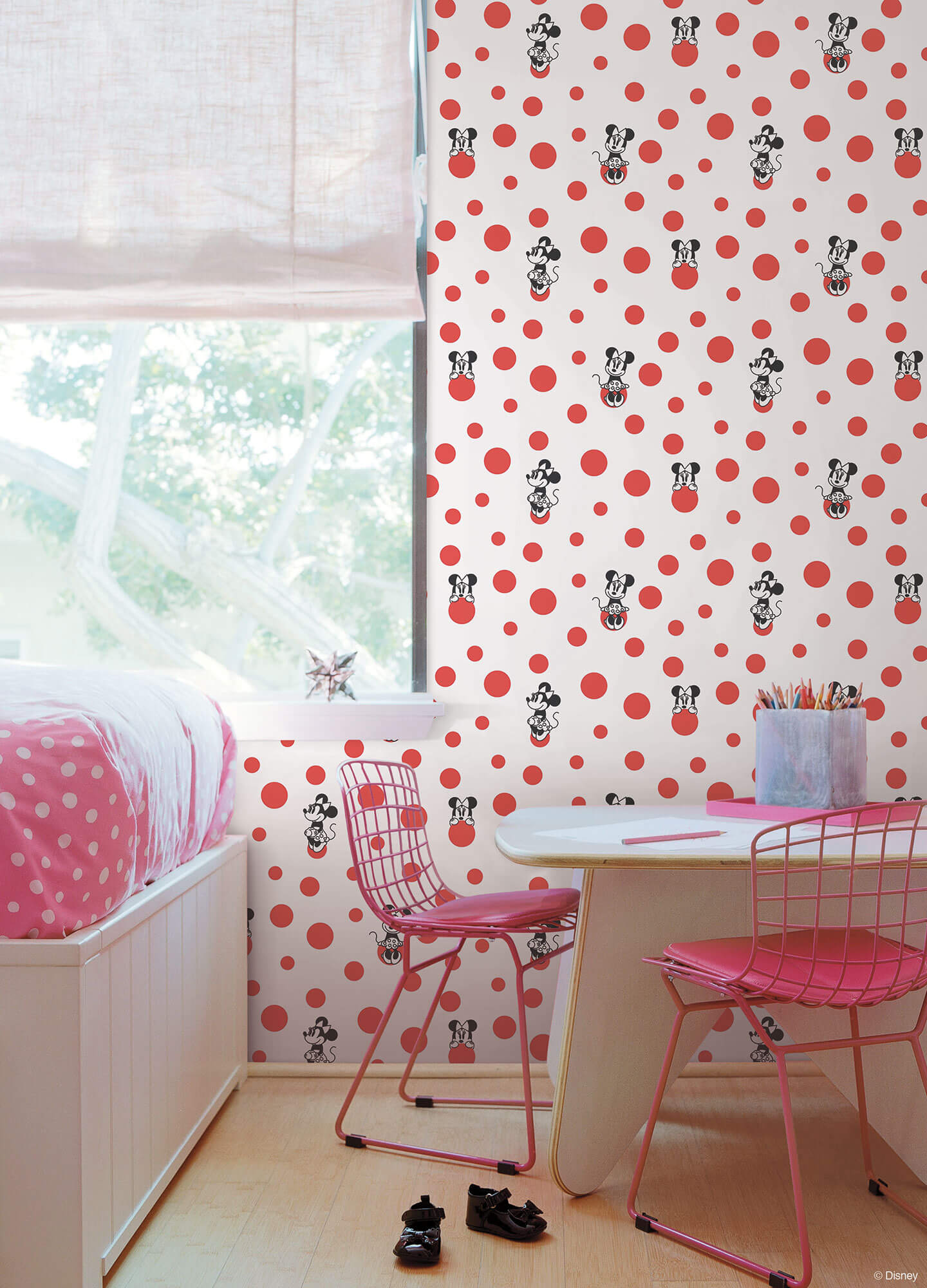 Disney Kids Vol. 4 Minnie Mouse Dots Wallpaper - Red
