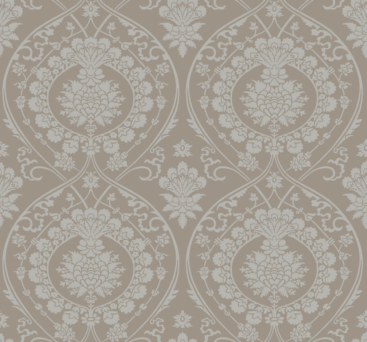 Damask Resource Library Imperial Damask Wallpaper - Beige & Silver