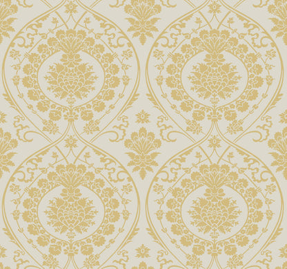 Damask Resource Library Imperial Damask Wallpaper - Off White & Gold