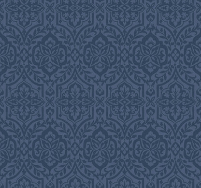 Damask Resource Library Cathedral Damask Wallpaper - Blue