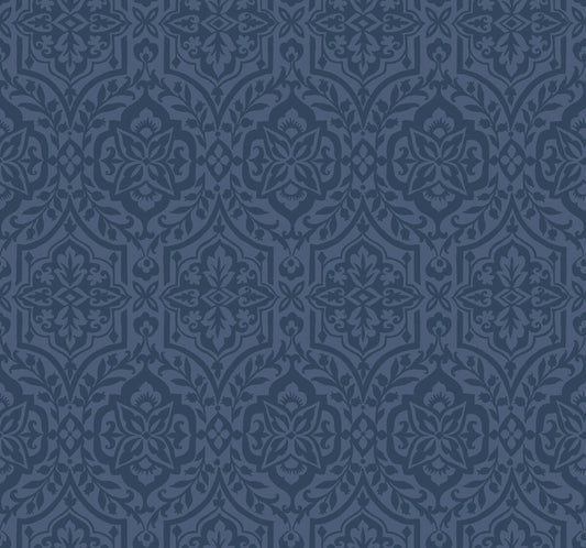 Damask Resource Library Cathedral Damask Wallpaper - Blue