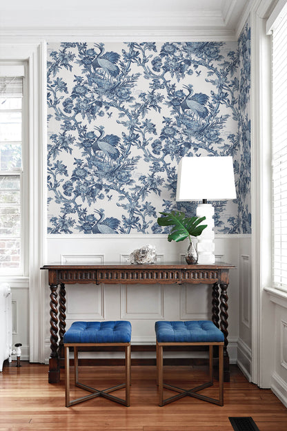 DuPont Crane Toile High Performance Wallpaper - French Blue