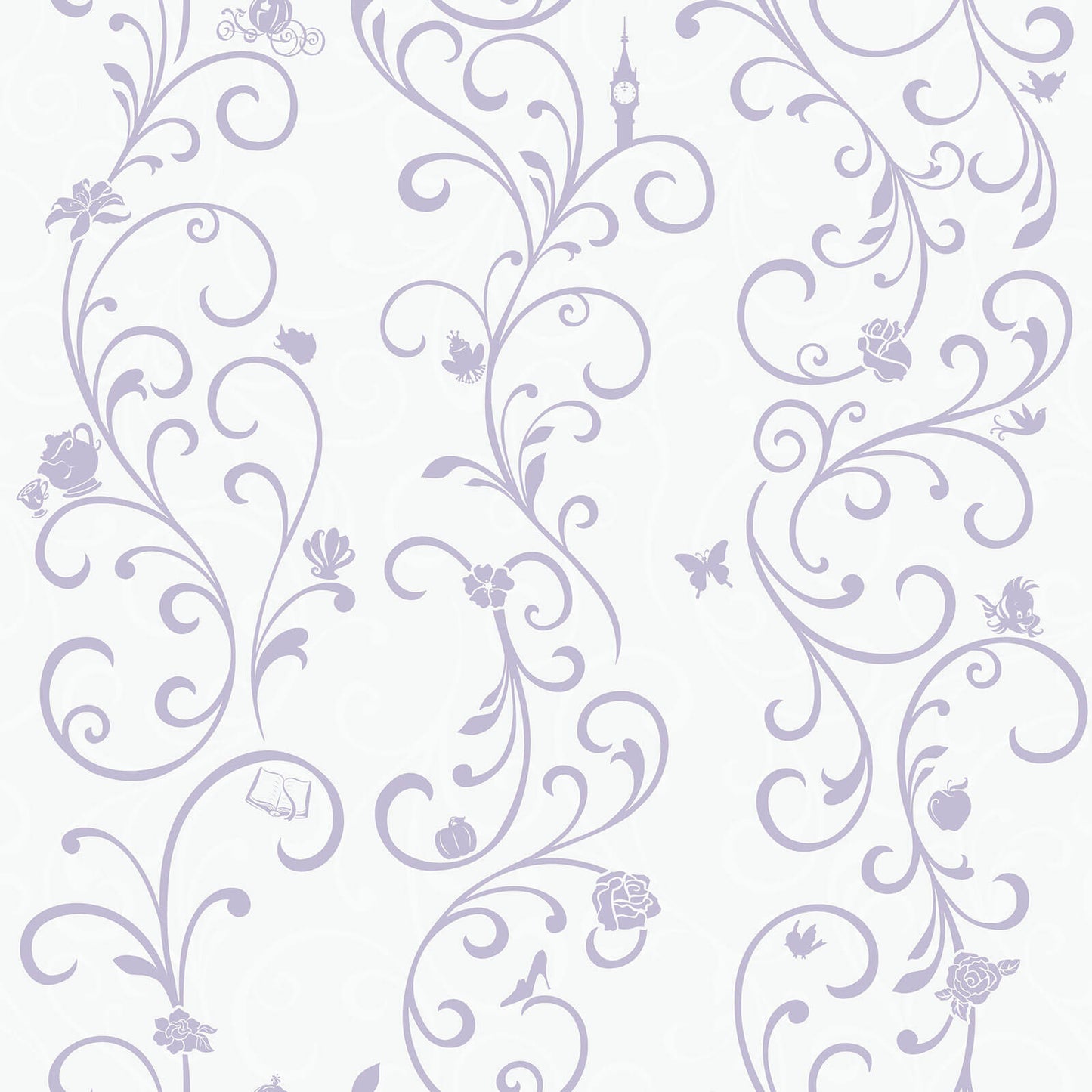 Disney Kids Princess Scroll Stripe Wallpaper - SAMPLE SWATCH ONLY