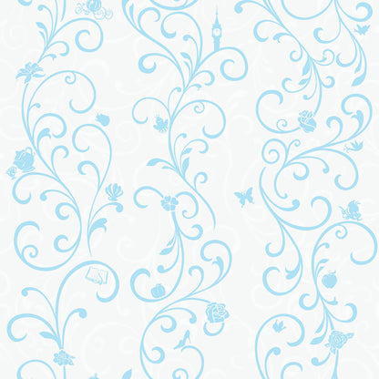 Disney Kids Princess Scroll Stripe Wallpaper - SAMPLE SWATCH ONLY