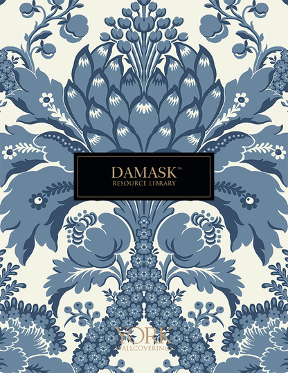 Damask Resource Library Shell Damask Wallpaper - Light Blue