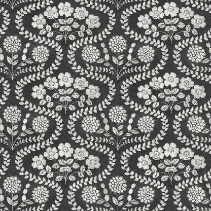 Simply Farmhouse Folksy Floral Wallpaper - Black & White