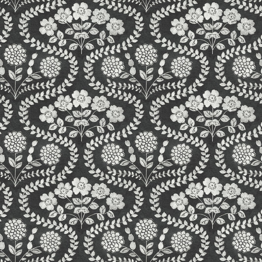Simply Farmhouse Folksy Floral Wallpaper - Black & White