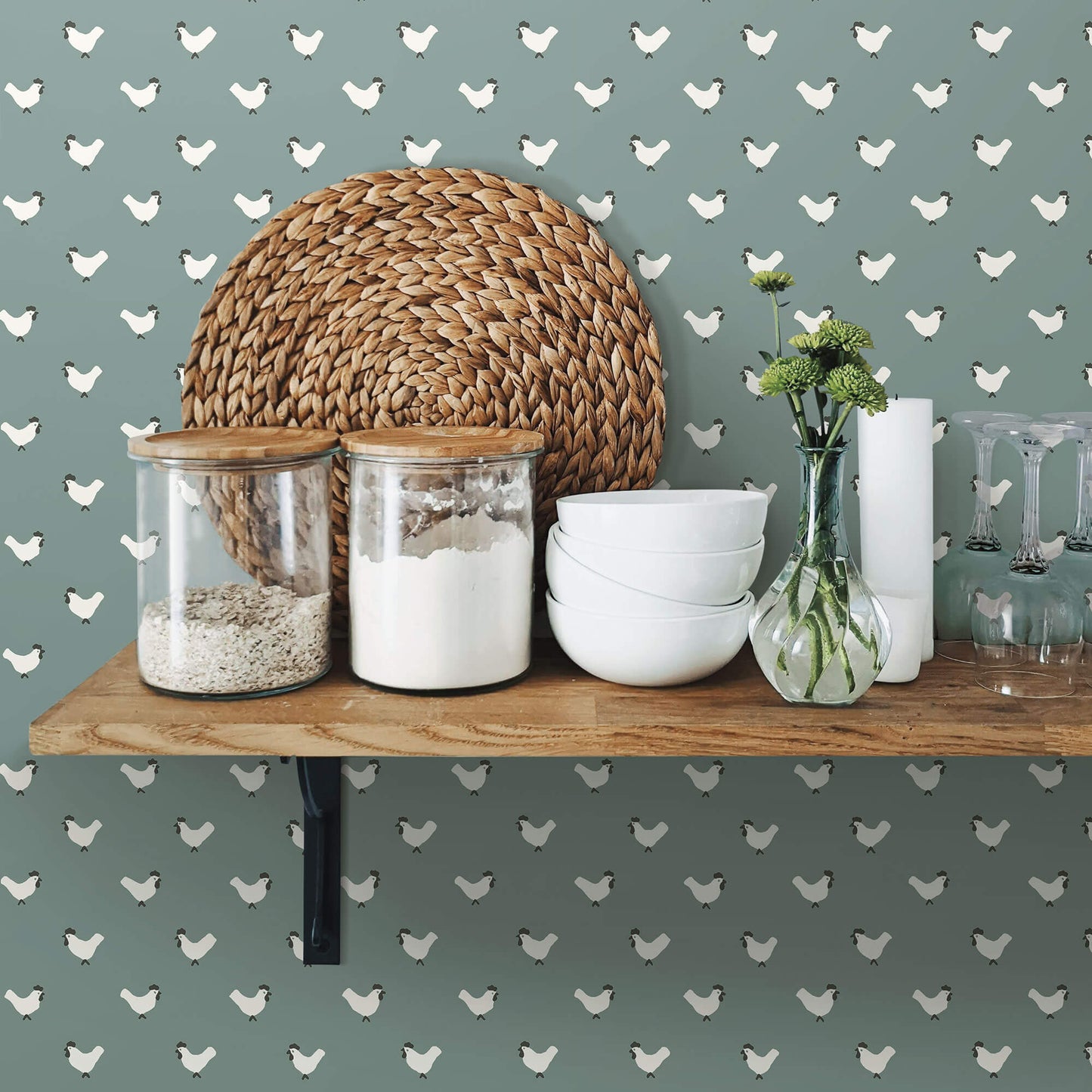 Simply Farmhouse Roost Wallpaper - Blue