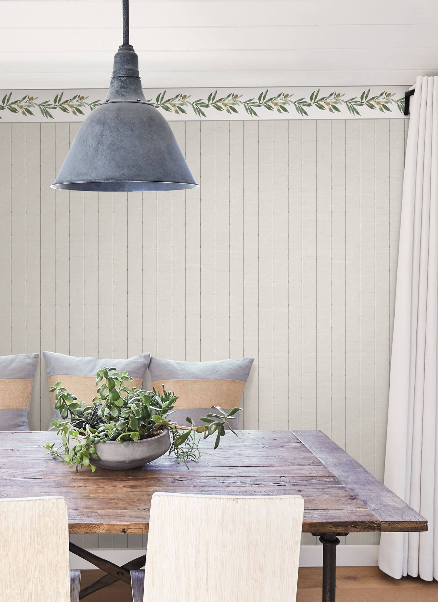 Simply Farmhouse In Stitches Stripe Wallpaper - Taupe & Charcoal