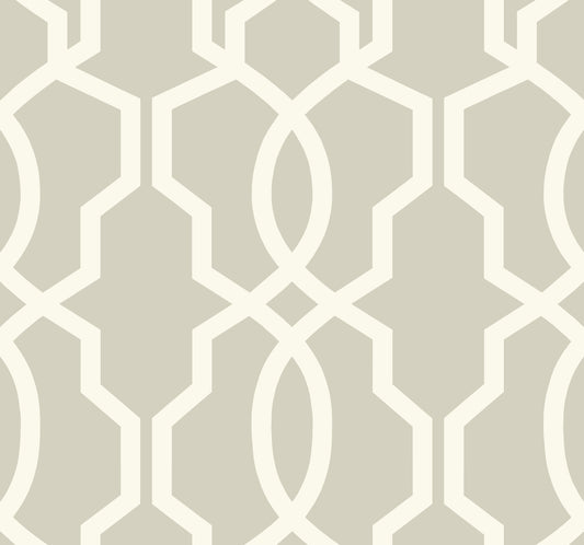 Hourglass Trellis Geometric Wallpaper - Grey & White