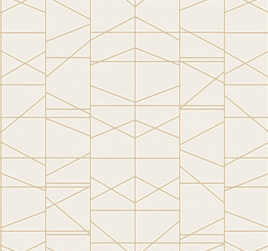 Modern Perspective Geometric Wallpaper - Gold Lines