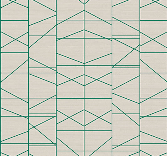 Modern Perspective Geometric Wallpaper - Green Lines