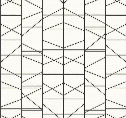 Modern Perspective Geometric Wallpaper - Black Lines