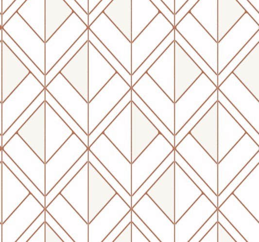 Diamond Shadow Geometric Wallpaper - White & Orange