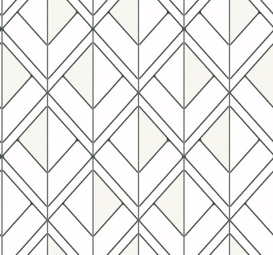 Diamond Shadow Geometric Wallpaper - White & Black