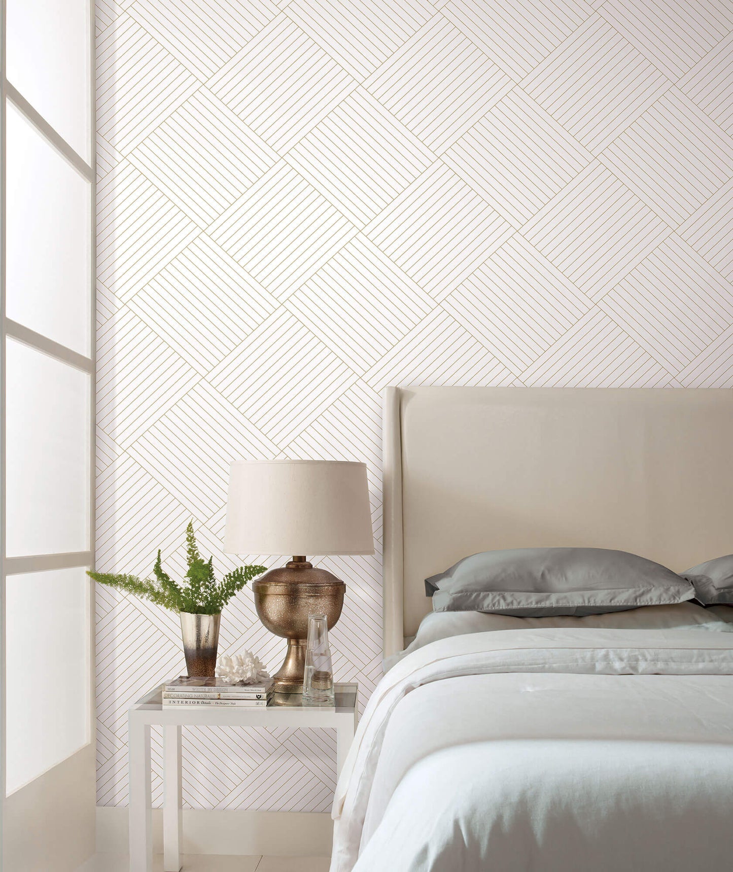 Twisted Tailor Geometric Wallpaper - White & Gold
