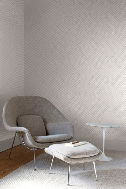 Twisted Tailor Geometric Wallpaper - White & Gold