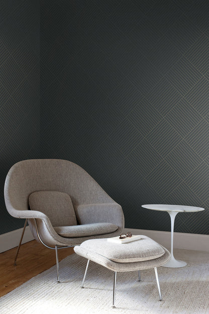 Twisted Tailor Geometric Wallpaper - Dark Grey