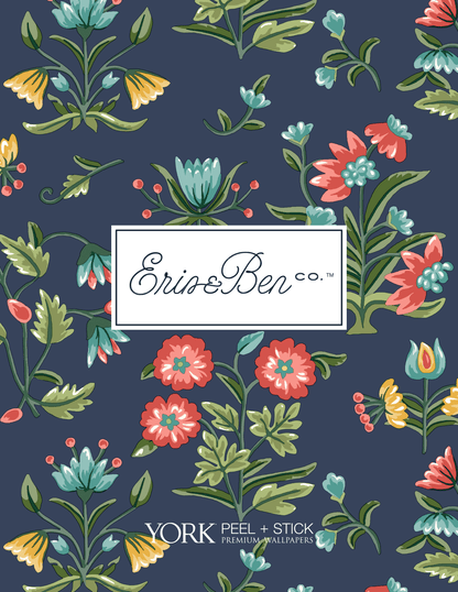 Erin & Ben Co. Lemon Grove Peel & Stick Wallpaper - Navy Blue