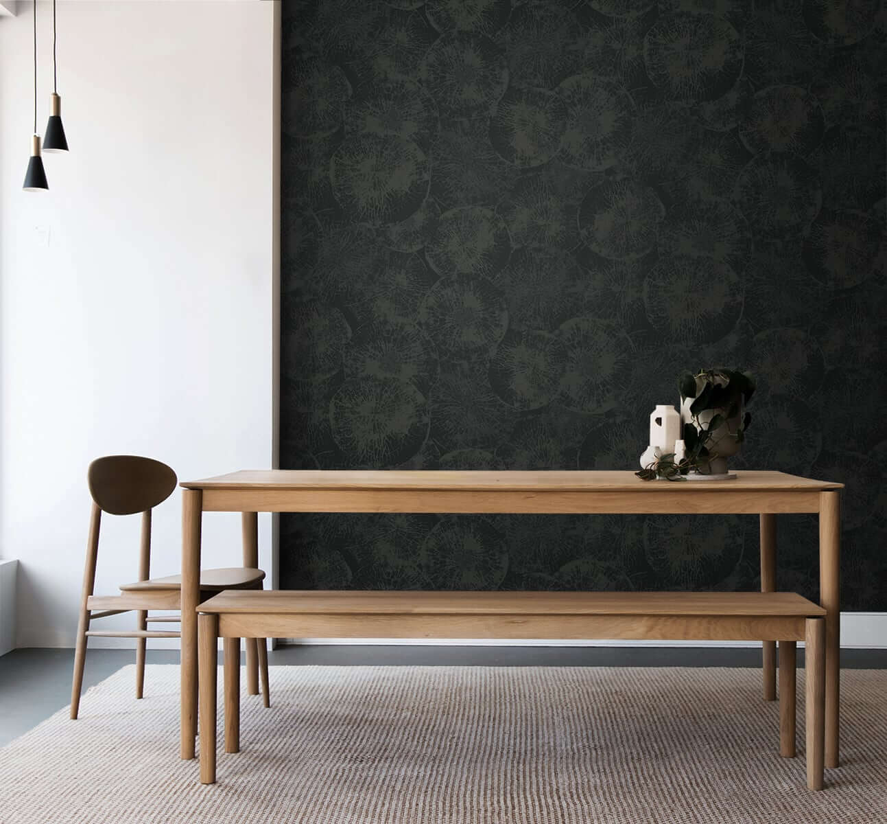 Seabrook Designs Japandi Style Eren Wallpaper - Rich Onyx