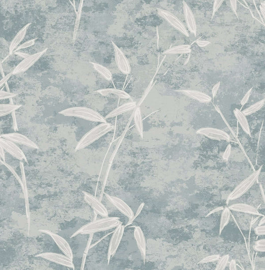 Seabrook Japandi Style Honshu Bamboo Wallpaper - Blue Smoke