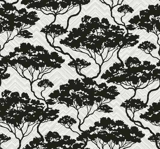 Seabrook Japandi Style Nara Wallpaper - Onyx & Fog