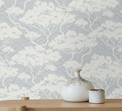 Seabrook Japandi Style Nara Wallpaper - Blue Mist