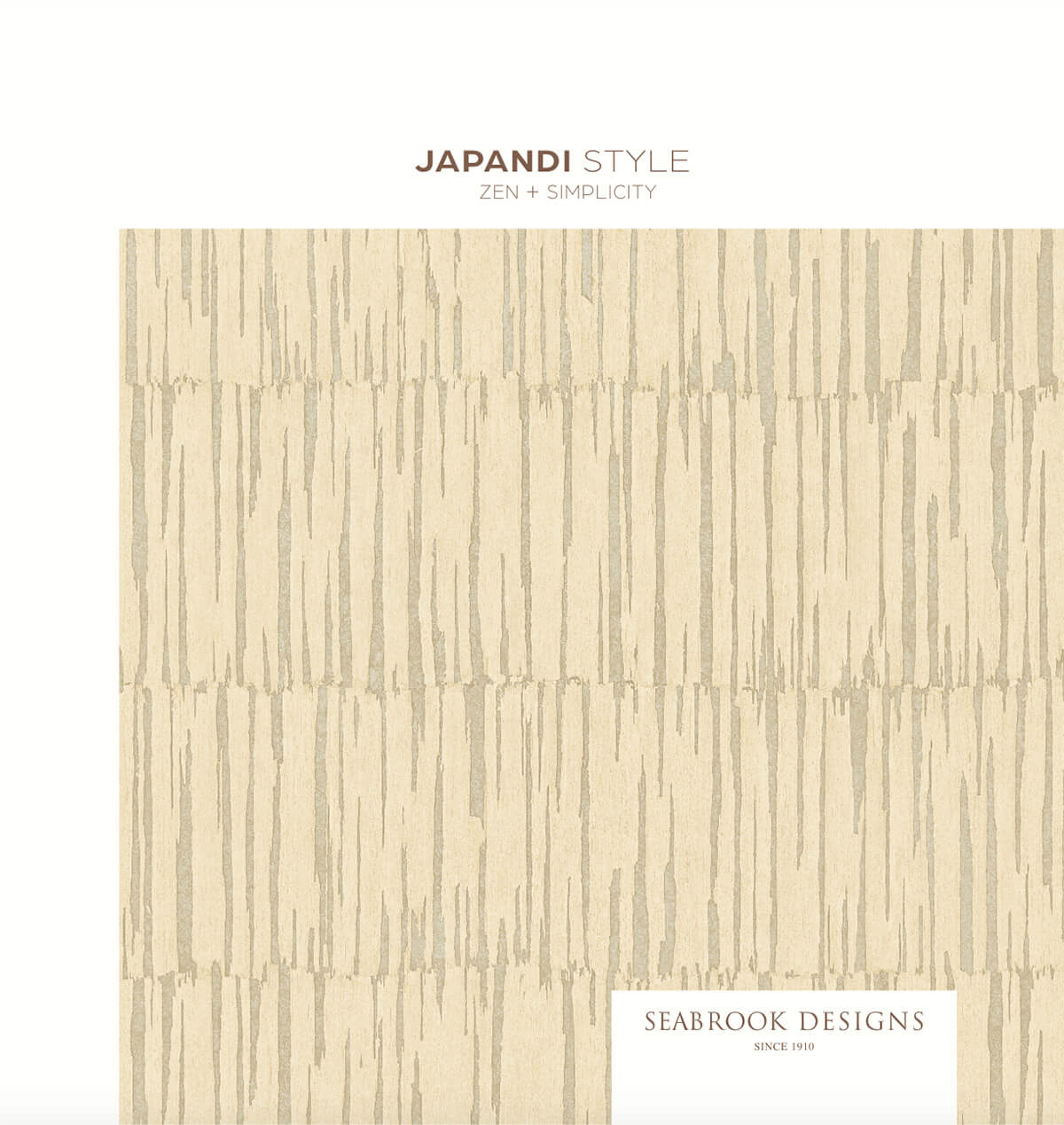 Seabrook Designs Japandi Style Hana Wallpaper - Stone & Metallic Champagne
