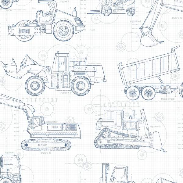 Construction Blueprint Wallpaper - SAMPLE ONLY