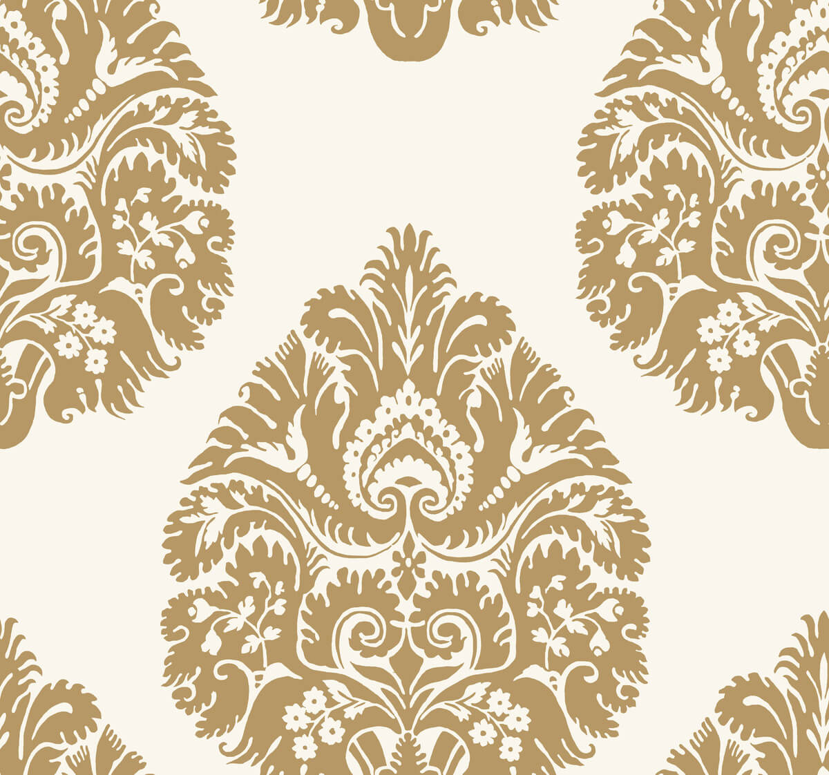 Ronald Redding 24 Karat Teardrop Damask Wallpaper - Gold