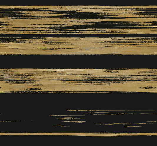 Ronald Redding 24 Karat Horizontal Dry Brush Wallpaper - Black & Gold