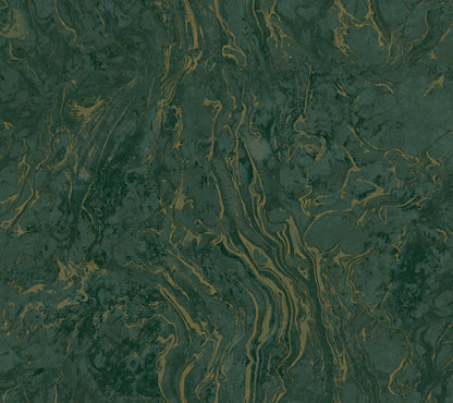 Ronald Redding 24 Karat Polished Marble Wallpaper - Green