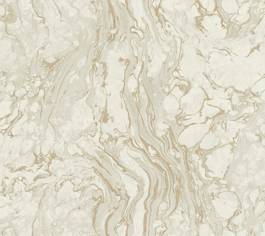 Ronald Redding 24 Karat Polished Marble Wallpaper - White Gold