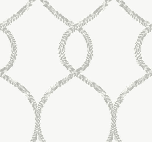 Ronald Redding 24 Karat Laurel Leaf Ogee Wallpaper - Grey