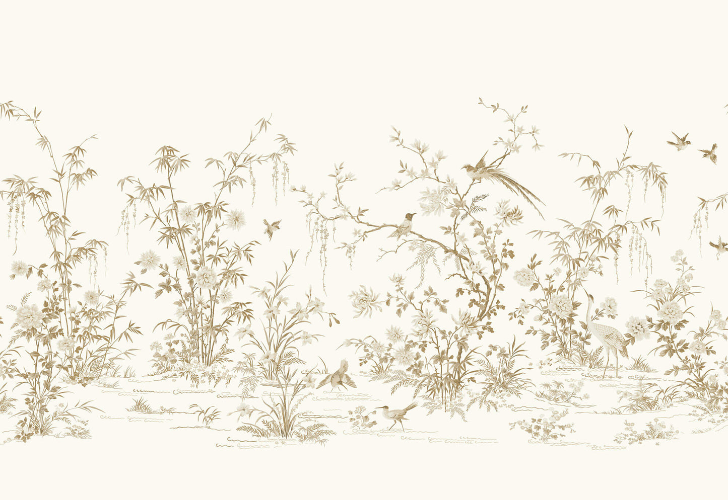 Ronald Redding 24 Karat Flowering Vine Chino Wallpaper Mural - White