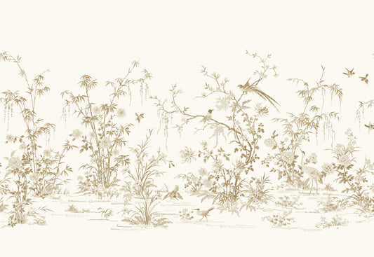 Ronald Redding 24 Karat Flowering Vine Chino Wallpaper Mural - White