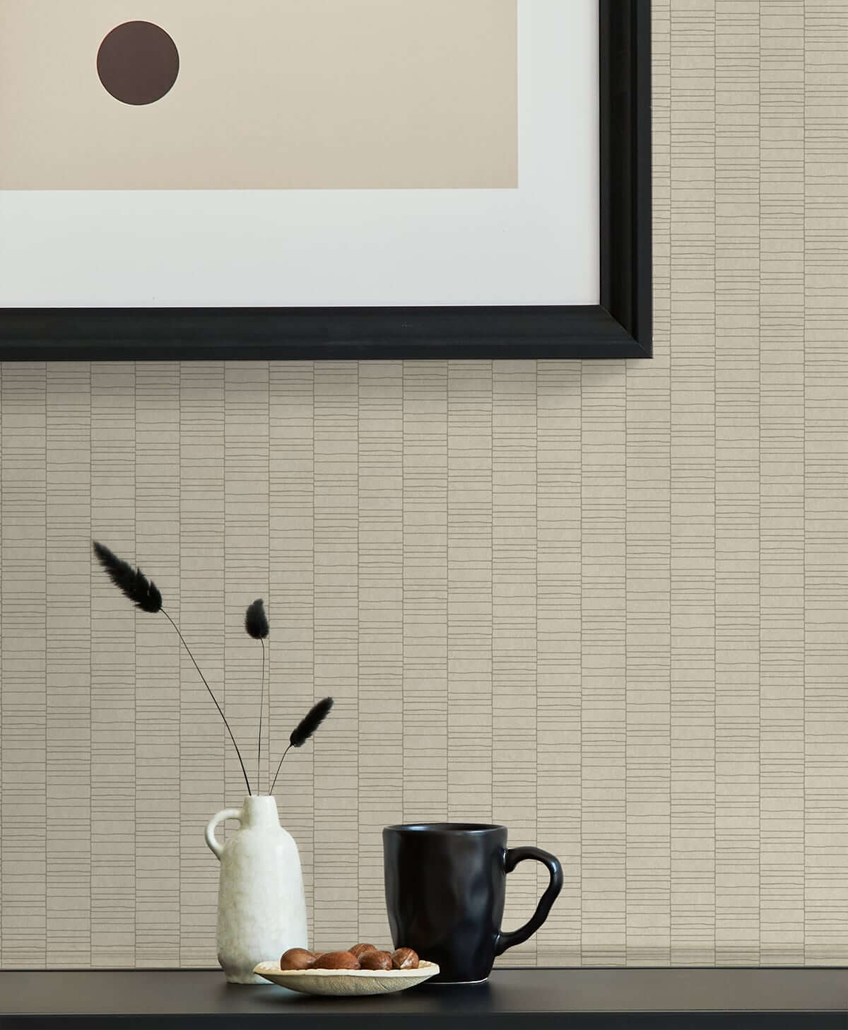 Seabrook Mondrian Deco Spliced Stripe Wallpaper - Dove White