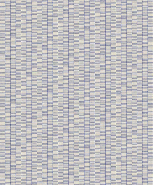Seabrook Mondrian Deco Spliced Stripe Wallpaper - Ivory & Cobalt