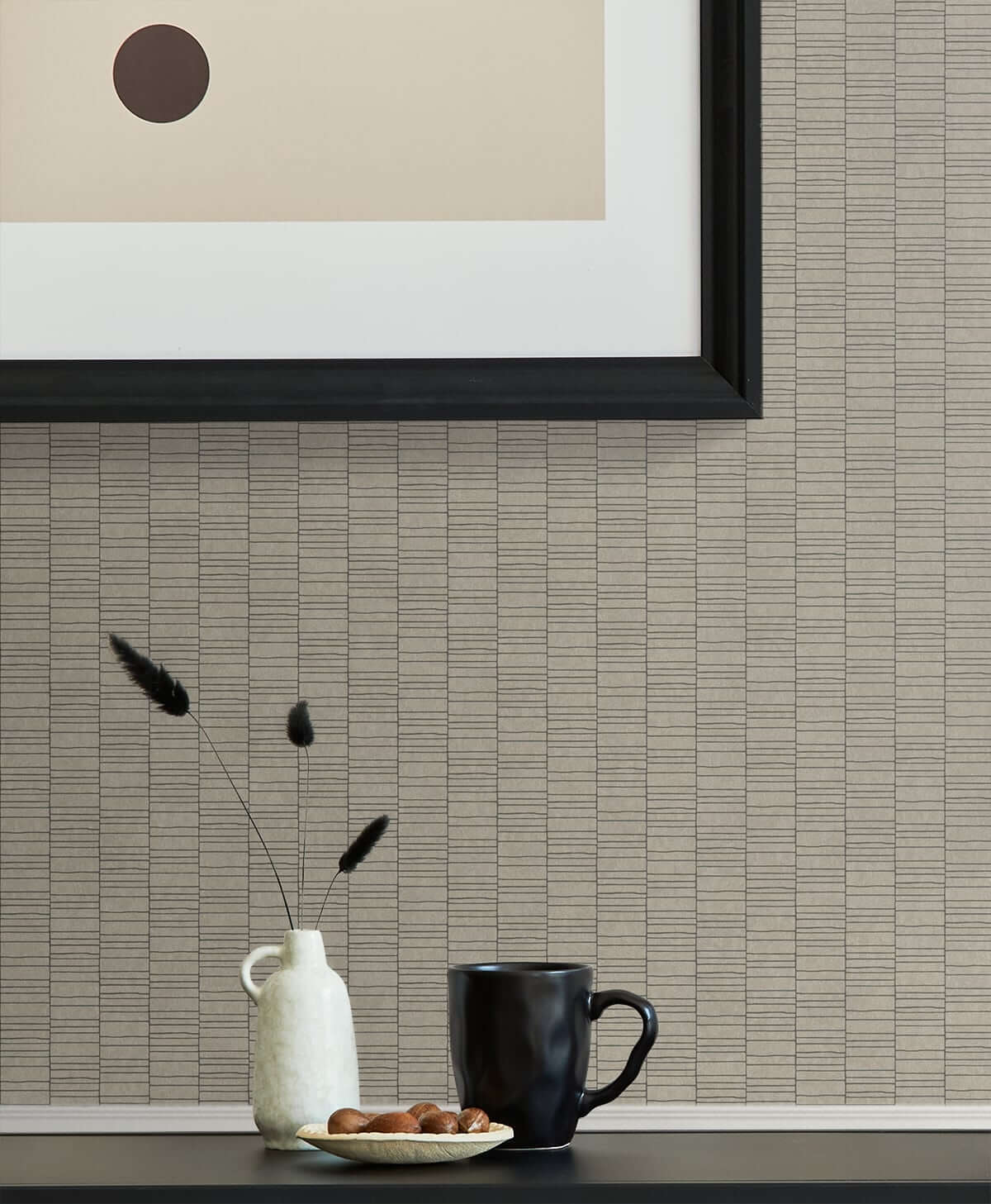 Mondrian Deco Spliced Stripe Wallpaper - Nobel Grey