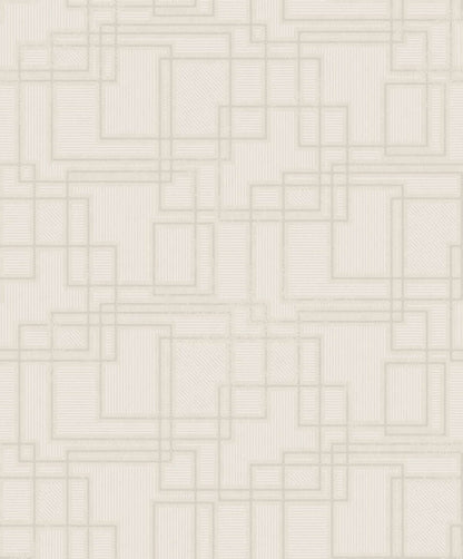 Mondrian Bauhaus Cityscape Wallpaper - Linen White