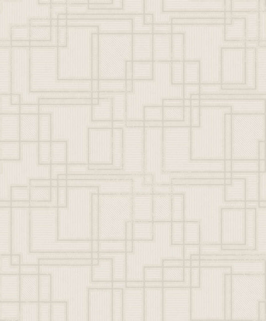 Mondrian Bauhaus Cityscape Wallpaper - Linen White