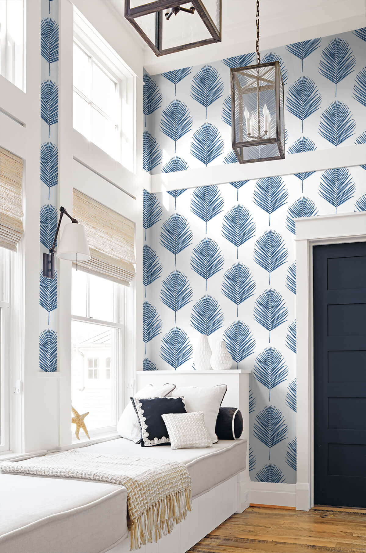LN20002 Lillian August Maui Palm Peel & Stick Wallpaper Coastal Blue