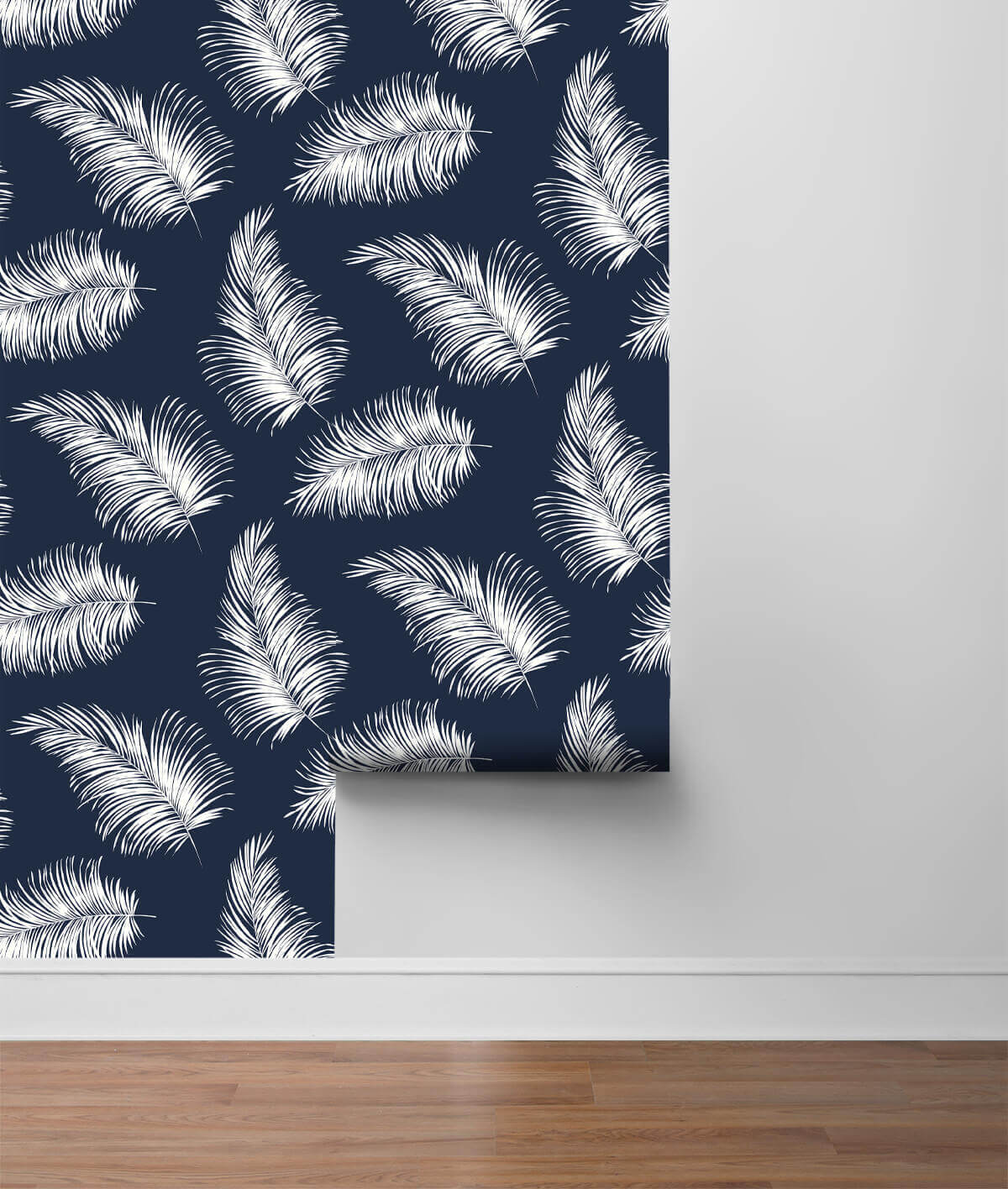 Lillian August Tossed Palm Peel & Stick Wallpaper - Navy Blue