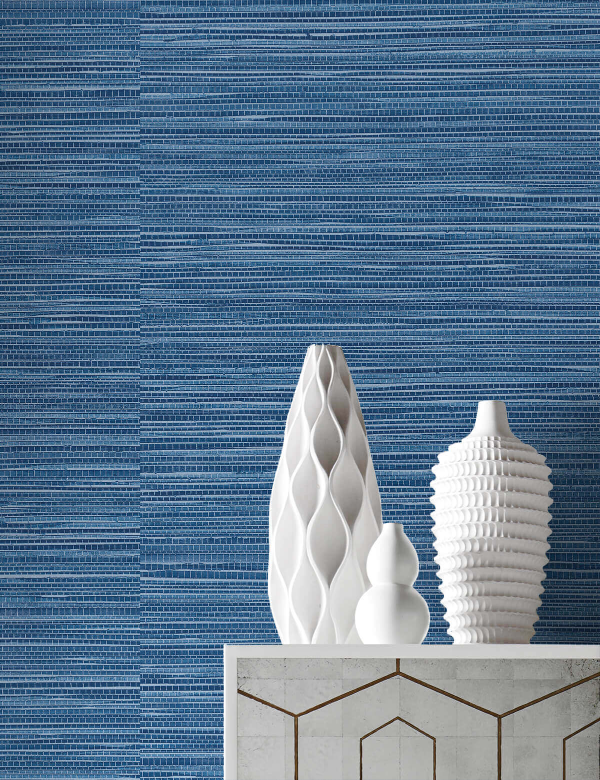 Ocean Blue Faux Grasscloth Wallpaper  WB5504  D Marie Interiors