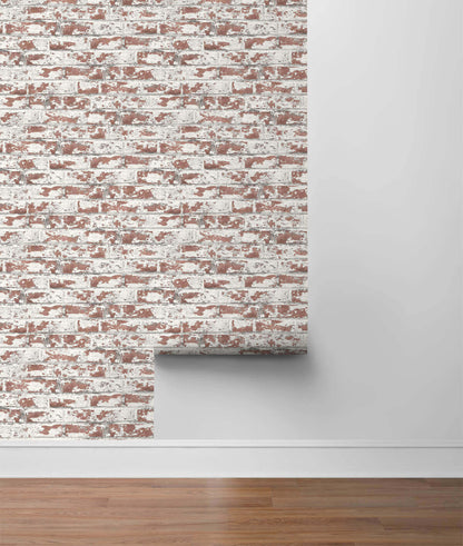 Lillian August Soho Brick Peel & Stick Wallpaper - Terra Cotta Red