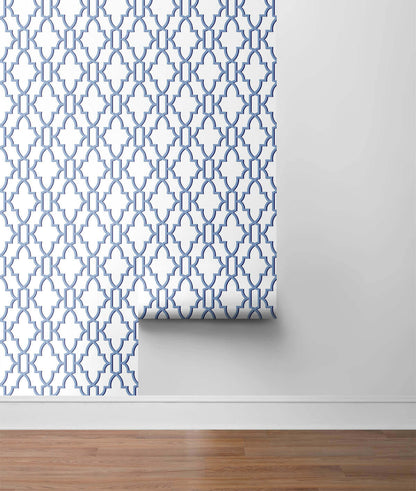 Lillian August Coastal Lattice Peel & Stick Wallpaper - Riviera Blue