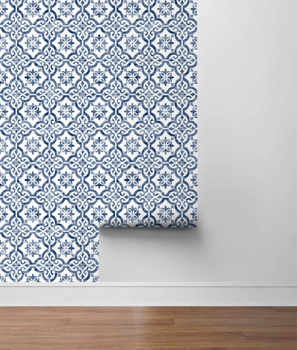 Lillian August Porto Tile Peel & Stick Wallpaper - Riviera Blue