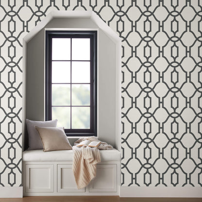 MAG1270 54" Magnolia Home Commercial Wallpaper Manor - Charcoal