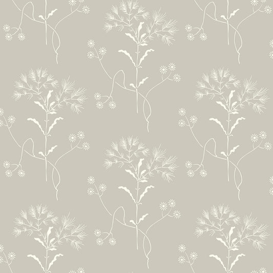 ME1516 Magnolia Home Wildflower Wallpaper Light Grey White