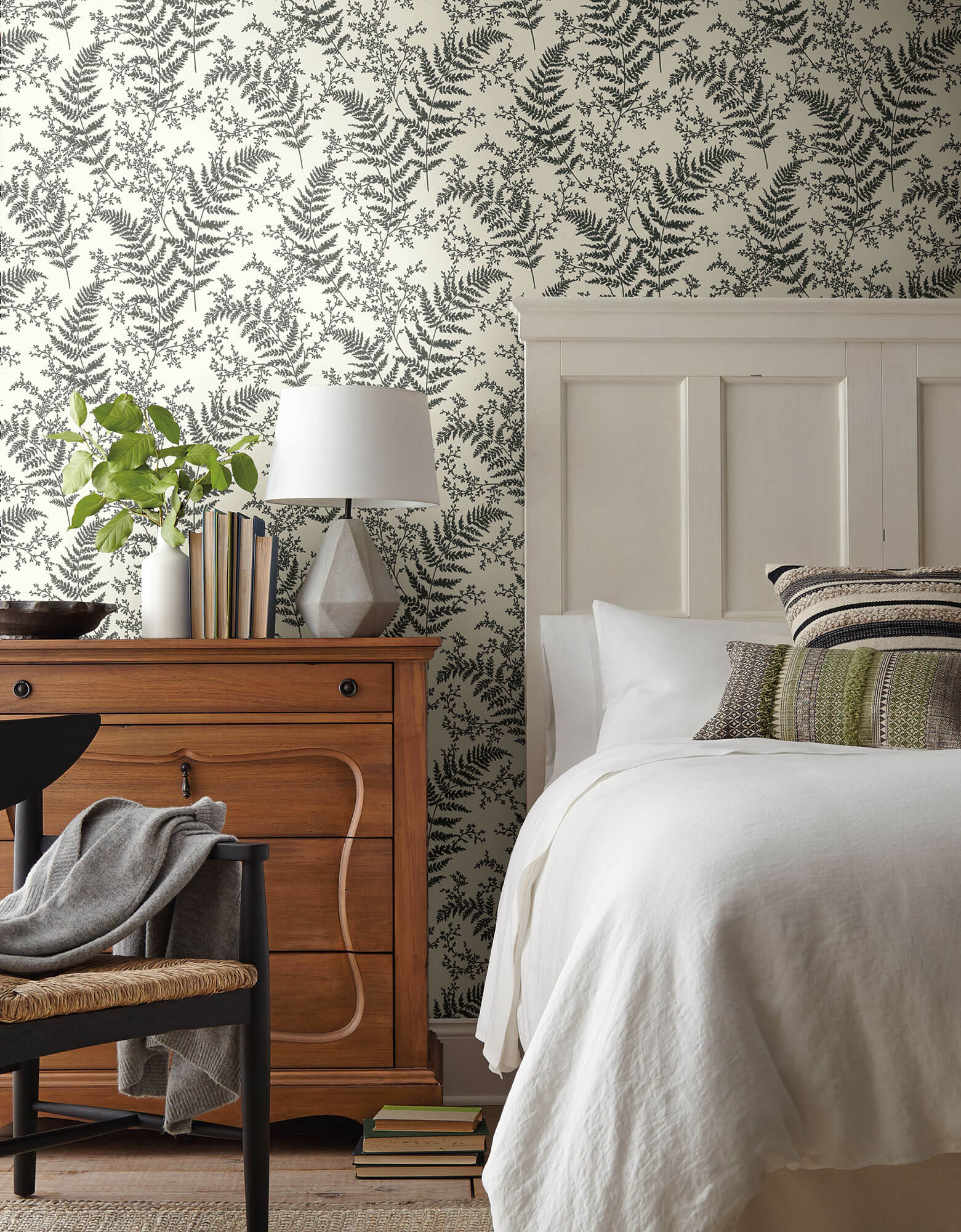ME1584 Magnolia Home Forest Fern Bedroom Wallpaper Grey